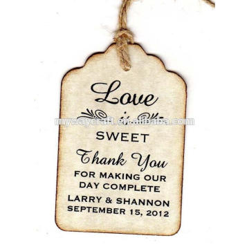 2015 Christmas favor luxury vintage shaped letter printed gift tag/labels/hang tags set with ribbon